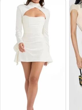 Amazon White Long-Sleeve Cutout Mini Dress